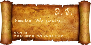 Demeter Vászoly névjegykártya